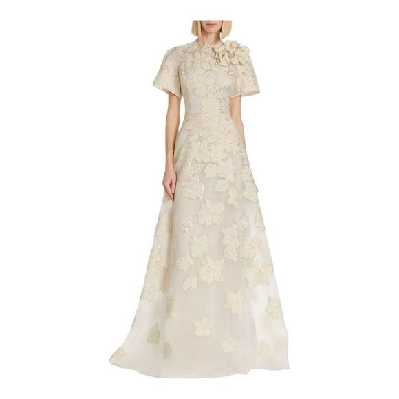 Teri Jon Dresses & Skirts - ❌❌ Sold Teri Jon by Rickie Freeman Ivory and Gold Floral Jacquard A-line Gown